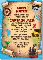 Pirate Treasure Map - Birthday Party Invitations
