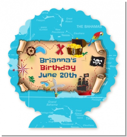 Pirate Treasure Map - Personalized Birthday Party Centerpiece Stand