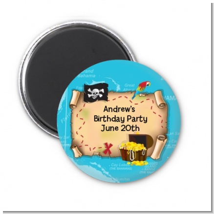 Pirate Treasure Map - Personalized Birthday Party Magnet Favors