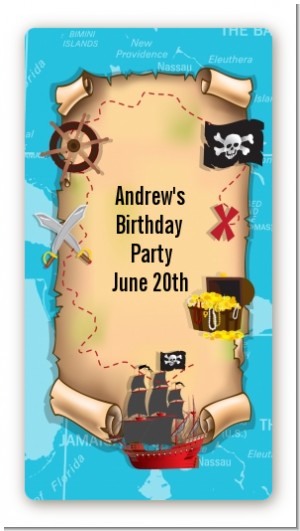 Pirate Treasure Map - Custom Rectangle Birthday Party Sticker/Labels