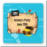 Pirate Treasure Map - Square Personalized Birthday Party Sticker Labels