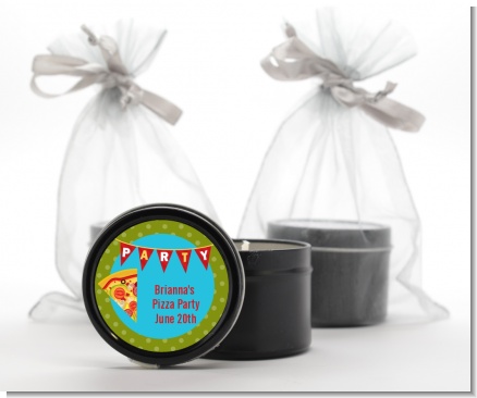 Pizza Party - Birthday Party Black Candle Tin Favors