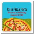 Pizza Party - Square Personalized Birthday Party Sticker Labels thumbnail
