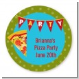 Pizza Party - Round Personalized Birthday Party Sticker Labels thumbnail