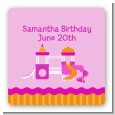 Playground Girl - Square Personalized Birthday Party Sticker Labels thumbnail