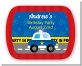 Police Car - Personalized Birthday Party Rounded Corner Stickers