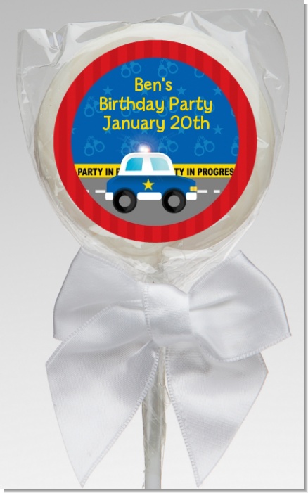 Police Car - Personalized Birthday Party Lollipop Favors