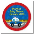 Police Car - Round Personalized Baby Shower Sticker Labels thumbnail