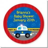 Police Car - Round Personalized Baby Shower Sticker Labels