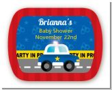 Police Car - Personalized Baby Shower Rounded Corner Stickers