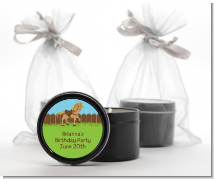 Pony Brown - Birthday Party Black Candle Tin Favors