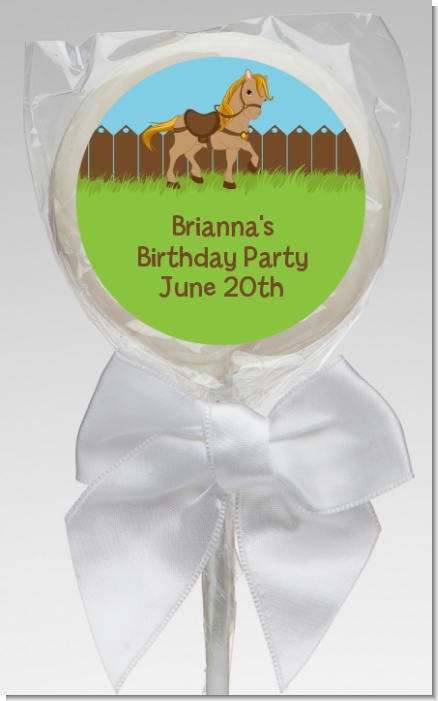 Pony Brown - Personalized Birthday Party Lollipop Favors
