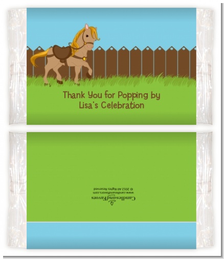 Pony Brown - Personalized Popcorn Wrapper Birthday Party Favors