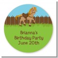 Pony Brown - Round Personalized Birthday Party Sticker Labels thumbnail