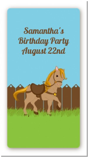 Pony Brown - Custom Rectangle Birthday Party Sticker/Labels