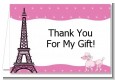 Pink Poodle in Paris - Birthday Party Thank You Cards thumbnail
