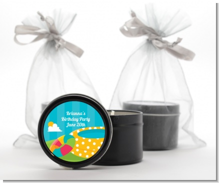 Pool Party - Birthday Party Black Candle Tin Favors