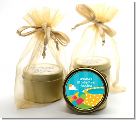 Pool Party - Birthday Party Gold Tin Candle Favors