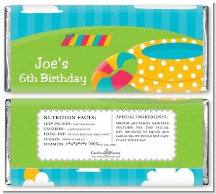 Pool Party - Personalized Birthday Party Candy Bar Wrappers