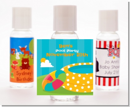 Pool Party - Personalized Birthday Party Hand Sanitizers Favors