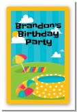 Pool Party - Custom Large Rectangle Birthday Party Sticker/Labels