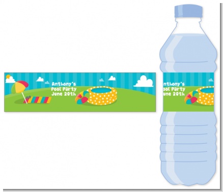 Pool Party - Personalized Birthday Party Water Bottle Labels
