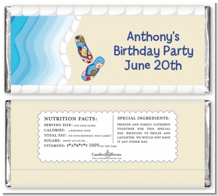 Poolside Pool Party - Personalized Birthday Party Candy Bar Wrappers