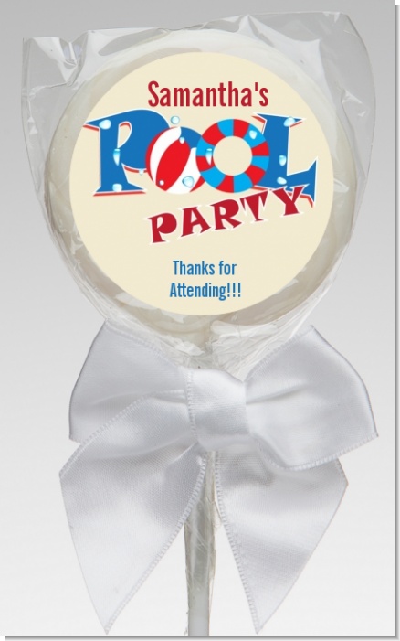 Poolside Pool Party - Personalized Birthday Party Lollipop Favors