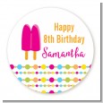 Popsicle Stick - Round Personalized Birthday Party Sticker Labels thumbnail