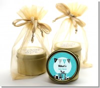 Posh Mom To Be Blue - Baby Shower Gold Tin Candle Favors