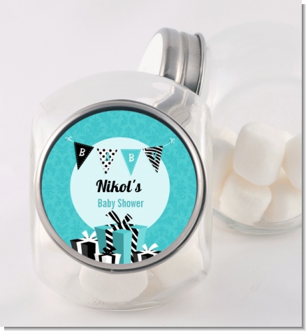 Posh Mom To Be Blue - Personalized Baby Shower Candy Jar