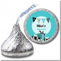 Posh Mom To Be Blue - Hershey Kiss Baby Shower Sticker Labels