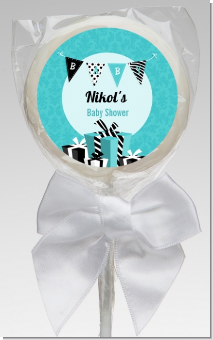 Posh Mom To Be Blue - Personalized Baby Shower Lollipop Favors
