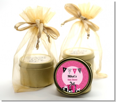 Posh Mom To Be - Baby Shower Gold Tin Candle Favors