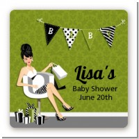 Posh Mom To Be Neutral - Square Personalized Baby Shower Sticker Labels