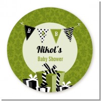 Posh Mom To Be Neutral - Round Personalized Baby Shower Sticker Labels