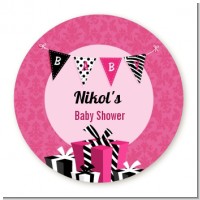Posh Mom To Be - Round Personalized Baby Shower Sticker Labels
