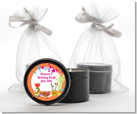 Pottery Painting - Birthday Party Black Candle Tin Favors