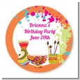Pottery Painting - Round Personalized Birthday Party Sticker Labels thumbnail