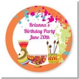 Pottery Painting - Round Personalized Birthday Party Sticker Labels