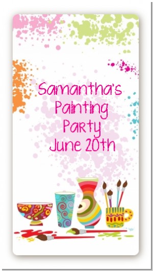 Pottery Painting - Custom Rectangle Birthday Party Sticker/Labels