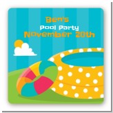 Pool Party - Square Personalized Birthday Party Sticker Labels