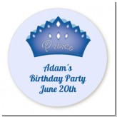 Prince Crown - Round Personalized Birthday Party Sticker Labels