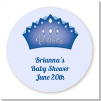 Prince Crown - Round Personalized Baby Shower Sticker Labels