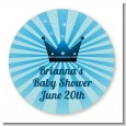 Prince Royal Crown - Round Personalized Baby Shower Sticker Labels thumbnail