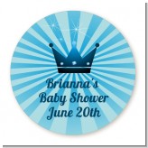 Prince Royal Crown - Round Personalized Baby Shower Sticker Labels