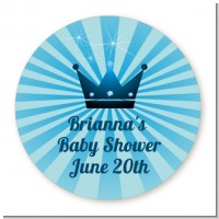 Prince Royal Crown - Round Personalized Baby Shower Sticker Labels