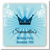 Prince Royal Crown - Square Personalized Birthday Party Sticker Labels