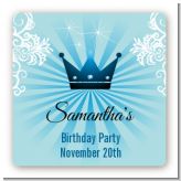 Prince Royal Crown - Square Personalized Baby Shower Sticker Labels