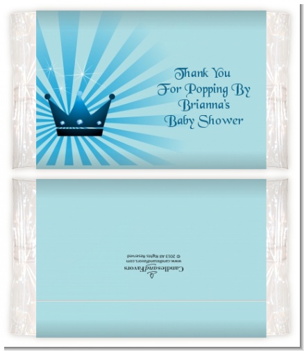 Prince Royal Crown - Personalized Popcorn Wrapper Baby Shower Favors